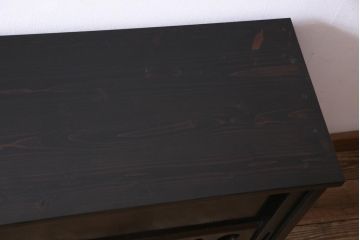 ラフジュ工房オリジナル　古建具リメイク　レトロな雰囲気がお洒落な収納棚(戸棚、リビングボード)