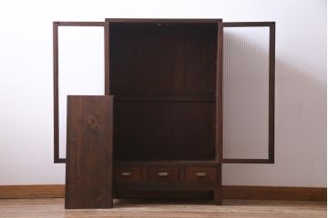 ラフジュ工房オリジナル　古いパーツを利用したレトロなブックケース・脚付(本箱、キャビネット、収納棚)