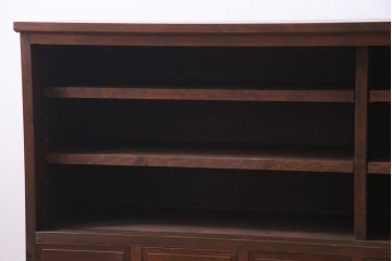 ラフジュ工房オリジナル　リメイク家具　モールガラス入り　古い引き出しを使ったレトロな雰囲気の収納棚(リビングボード、食器棚)