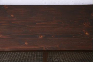 ラフジュ工房オリジナル　リメイク家具　モールガラス入り　古い引き出しを使ったレトロな雰囲気の収納棚(リビングボード、食器棚)