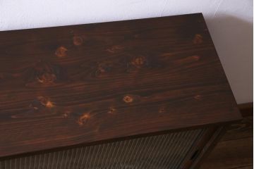 ラフジュ工房オリジナル　リメイク家具　モールガラス入り　古い引き出しを使ったレトロな雰囲気の収納棚(リビングボード、食器棚)