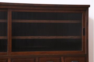 ラフジュ工房オリジナル　リメイク家具　モールガラス入り　古い引き出しを使ったレトロな雰囲気の収納棚(リビングボード、食器棚)