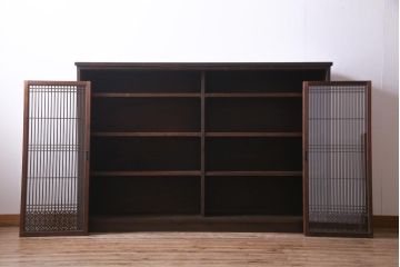 ラフジュ工房オリジナル　リメイク　上品な佇まいが魅力的な書院戸を使ったガラス戸棚(収納棚、サイドボード)