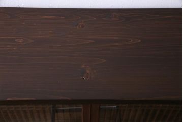 ラフジュ工房オリジナル　リメイク　上品な佇まいが魅力的な書院戸を使ったガラス戸棚(収納棚、サイドボード)