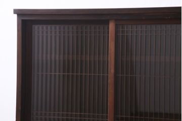 ラフジュ工房オリジナル　リメイク　上品な佇まいが魅力的な書院戸を使ったガラス戸棚(収納棚、サイドボード)