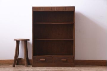 レトロ家具　昭和レトロ　素朴な雰囲気を醸し出す本棚(収納棚、ウッドシェルフ)
