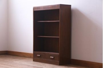 レトロ家具　昭和レトロ　素朴な雰囲気を醸し出す本棚(収納棚、ウッドシェルフ)