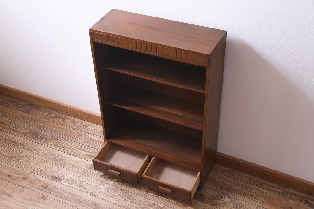 レトロ家具　昭和レトロ　素朴な雰囲気を醸し出す本棚(収納棚、ウッドシェルフ)