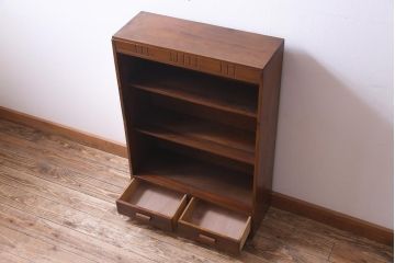 レトロ家具　昭和レトロ　素朴な雰囲気を醸し出す本棚(収納棚、ウッドシェルフ)