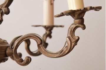 フランスビンテージ　シックな趣きのキャンドル型シャンデリア(5灯、天井照明、吊り下げ照明)