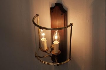 レア!　フランスアンティーク　2灯　ガラスカバー付きのブラケットライト(壁掛けシャンデリア、照明)