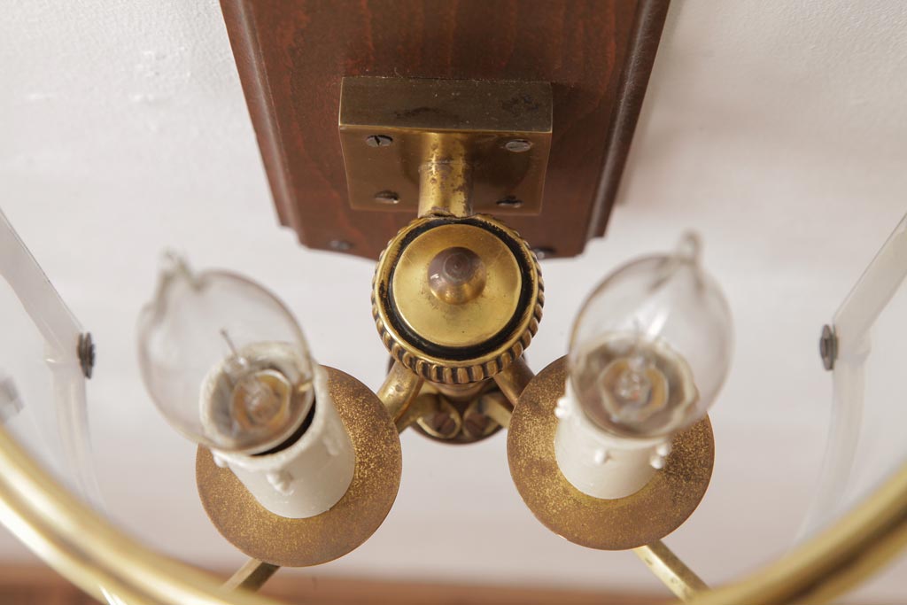 レア!　フランスアンティーク　2灯　ガラスカバー付きのブラケットライト(壁掛けシャンデリア、照明)