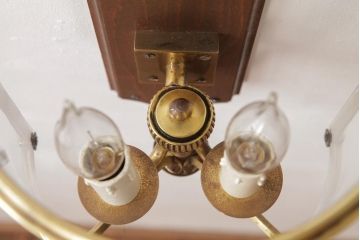 レア!　フランスアンティーク　2灯　ガラスカバー付きのブラケットライト(壁掛けシャンデリア、照明)