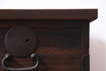 アンティーク家具　和製アンティーク　桐材　明治期の箪笥をリメイクした鉄脚リビングボード(ローボード、チェスト、引き出し、桐箪笥、桐たんす)