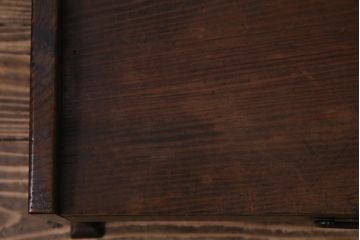 レトロ家具　昭和初期　松材・栗材　奥行スリムが珍しい!横長のレトロな文机(ローボード)