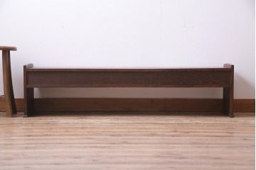 レトロ家具　昭和初期　松材・栗材　奥行スリムが珍しい!横長のレトロな文机(ローボード)