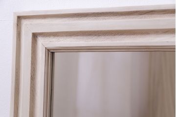 アンティーク雑貨　ラフジュ工房オリジナル　太めのフレームが目を惹くアンティークペイントのウォールミラー(鏡)