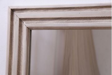 アンティーク雑貨　ラフジュ工房オリジナル　太めのフレームが目を惹くアンティークペイントのウォールミラー(鏡)(2)