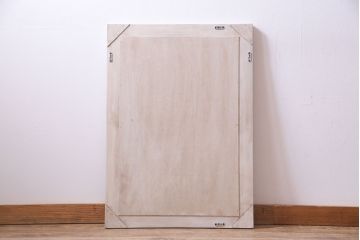 アンティーク雑貨　ラフジュ工房オリジナル　太めのフレームが目を惹くアンティークペイントのウォールミラー(鏡)(2)