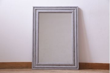アンティーク雑貨　ラフジュ工房オリジナル　シャビーシックなペイントがおしゃれなウォールミラー(鏡)(1)