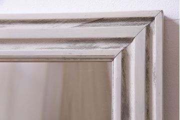 アンティーク雑貨　ラフジュ工房オリジナル　甘くなりすぎないホワイトペイントが魅力のウォールミラー(鏡)(1)