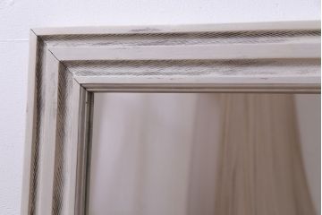 アンティーク雑貨　ラフジュ工房オリジナル　甘くなりすぎないホワイトペイントが魅力のウォールミラー(鏡)(1)