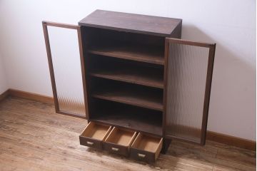 ラフジュ工房オリジナル　古いパーツを利用したレトロなブックケース(本箱、キャビネット、収納棚)