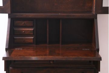 中古　松本民芸家具　重H型ボールフットビューロー(ビューローブックケース、ライティングビューロー)