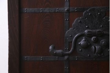 和製アンティーク　明治期　欅の杢目や風合いが美しい富山蔵戸(建具、引き戸、玄関戸)