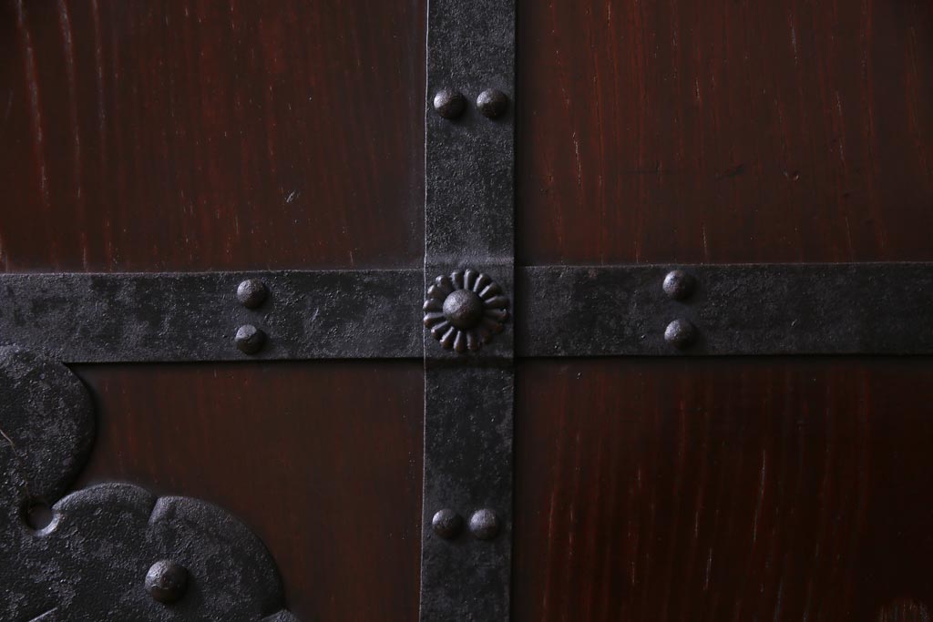 和製アンティーク　明治期　欅の杢目や風合いが美しい富山蔵戸(建具、引き戸、玄関戸)