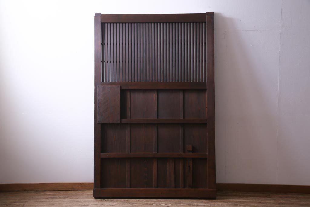 和製アンティーク　大正昭和初期　ヒノキ材の木肌と格子が上品な雰囲気を醸し出す蔵戸(建具、引き戸、玄関戸)