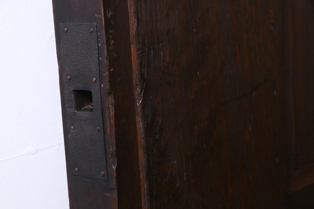 和製アンティーク　大正昭和初期　ヒノキ材の木肌と格子が上品な雰囲気を醸し出す蔵戸(建具、引き戸、玄関戸)