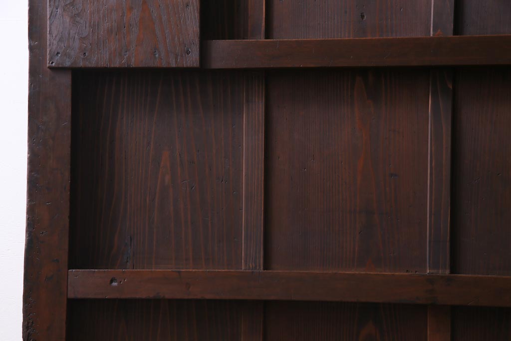 和製アンティーク　大正昭和初期　ヒノキ材の木肌と格子が上品な雰囲気を醸し出す蔵戸(建具、引き戸、玄関戸)