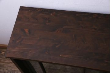 リメイク家具　ダイヤガラス入り　古い建具を使ったレトロな雰囲気あふれるガラス戸棚(収納棚、サイドボード)
