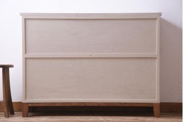 ペイント家具　古建具リメイク　モールガラス・ダイヤガラス　優しげであたたかみ感じる収納棚(ガラス戸棚、サイドボード)