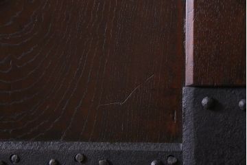 和製アンティーク　明治期　欅一枚板　漆塗りが上品な印象与える蔵戸(建具、引き戸、玄関戸)