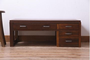 レトロ家具　昭和初期　栓材　レトロで温かみのある文机(片袖机)