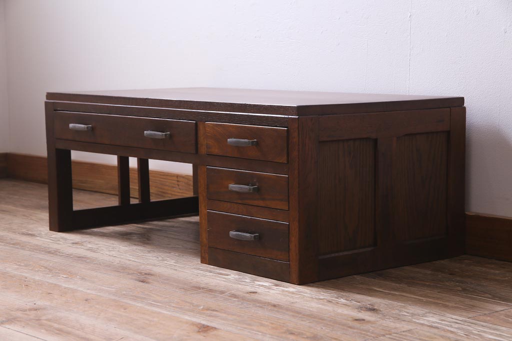 レトロ家具　昭和初期　栓材　レトロで温かみのある文机(片袖机)