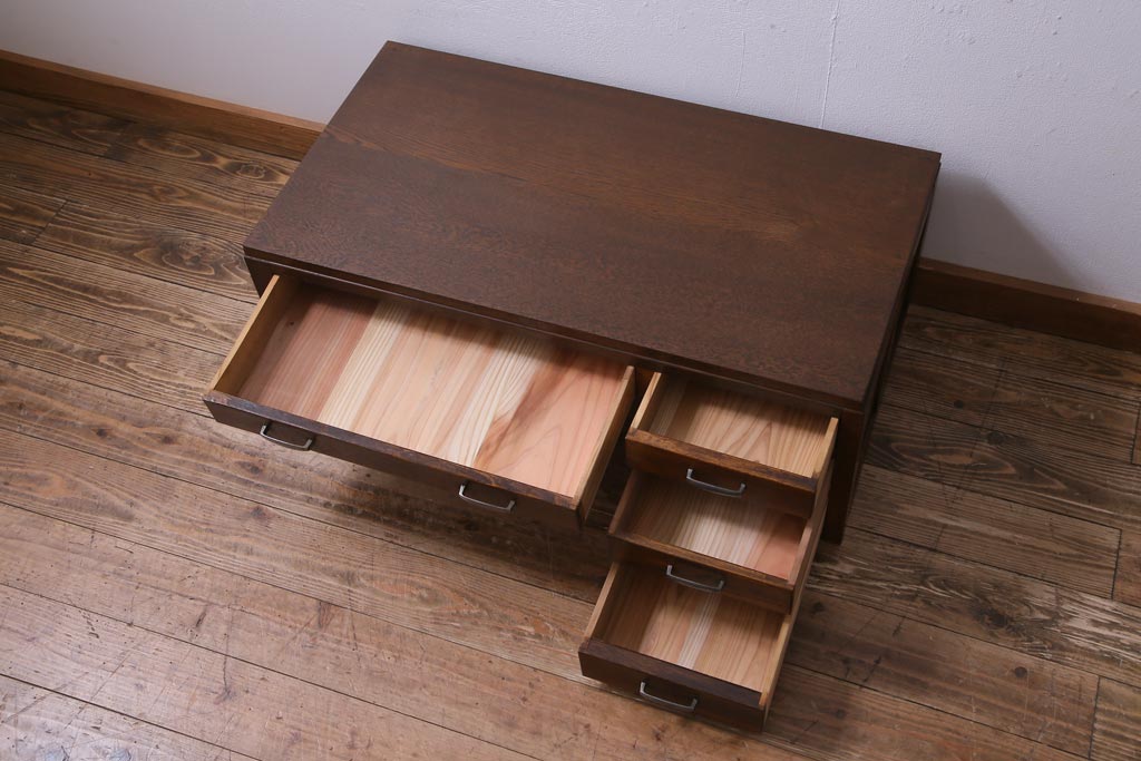 レトロ家具　昭和初期　栓材　レトロで温かみのある文机(片袖机)