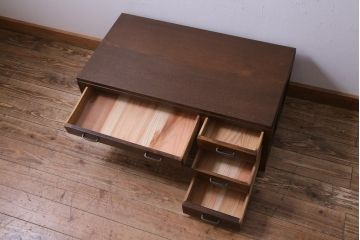 レトロ家具　昭和初期　栓材　レトロで温かみのある文机(片袖机)