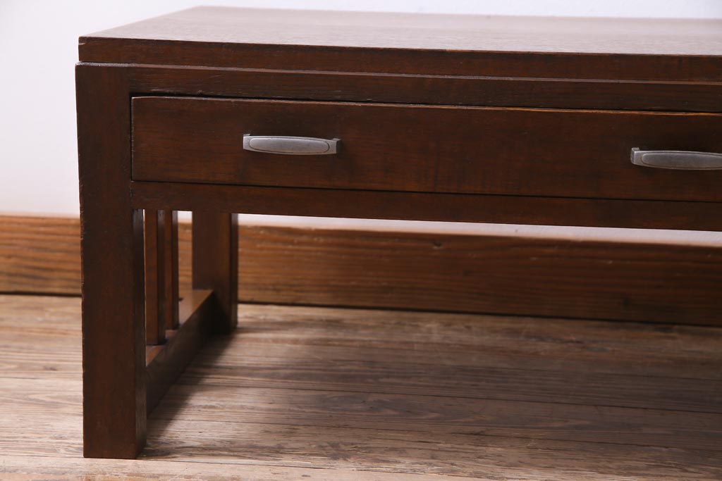 レトロ家具　昭和初期　栓材　レトロで温かみのある文机(片袖机)