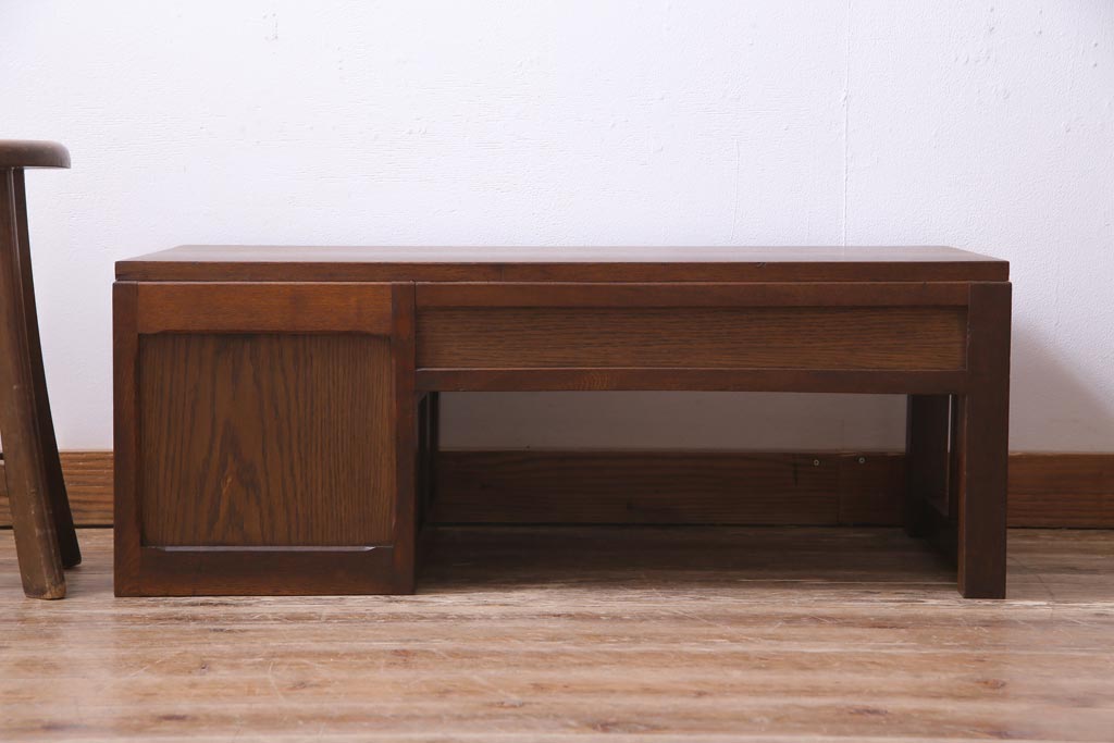 レトロ家具　昭和初期　栓材　レトロで温かみのある文机(片袖机)