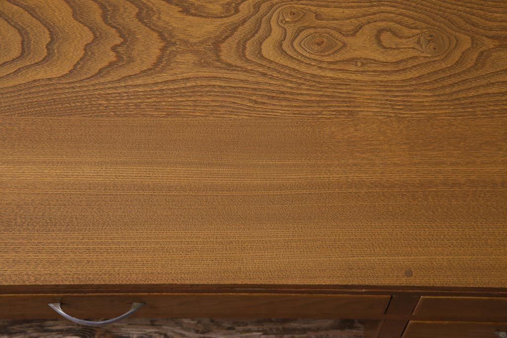 レトロ家具　昭和レトロ　栓材　温もり溢れる明るい色味の文机(片袖机)