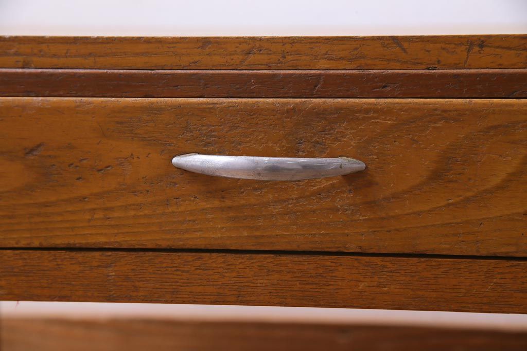 レトロ家具　昭和レトロ　栓材　温もり溢れる明るい色味の文机(片袖机)