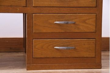 レトロ家具　昭和レトロ　栓材　温もり溢れる明るい色味の文机(片袖机)