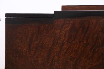 アンティーク雑貨　和製アンティーク　特大!　猫板付き　真鍮引手　総ケヤキ　玉杢材を贅沢に使用した希少な長火鉢(木製火鉢)
