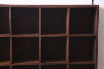 ラフジュ工房オリジナル　リメイク家具　3×4マス　収納しながらディスプレイも楽しめる壁掛けマス目棚(壁掛け収納棚、ウォールラック)