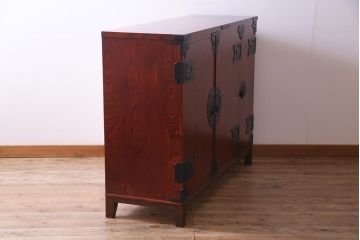 アンティーク家具　当店リメイク　岩谷堂箪笥　収納棚として使える2way脚付サイドボード(衣装箪笥、和タンス)