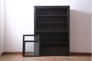 アンティーク家具　和製アンティーク　ヒノキ材　近江産　貫禄ある佇まいが魅力の関西収納棚(重ね収納棚、水屋箪笥)