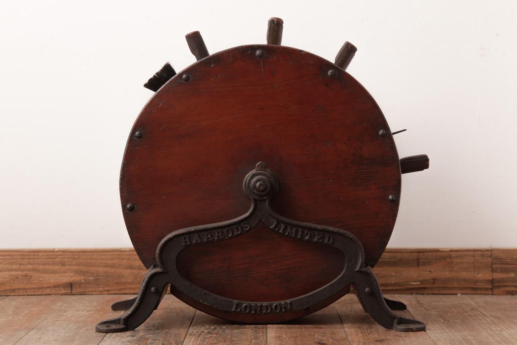 アンティーク雑貨 イギリスアンティーク HARRODS 手回し式 ナイフクリーナー・シャープナー(包丁研ぎ機、ディスプレイ)